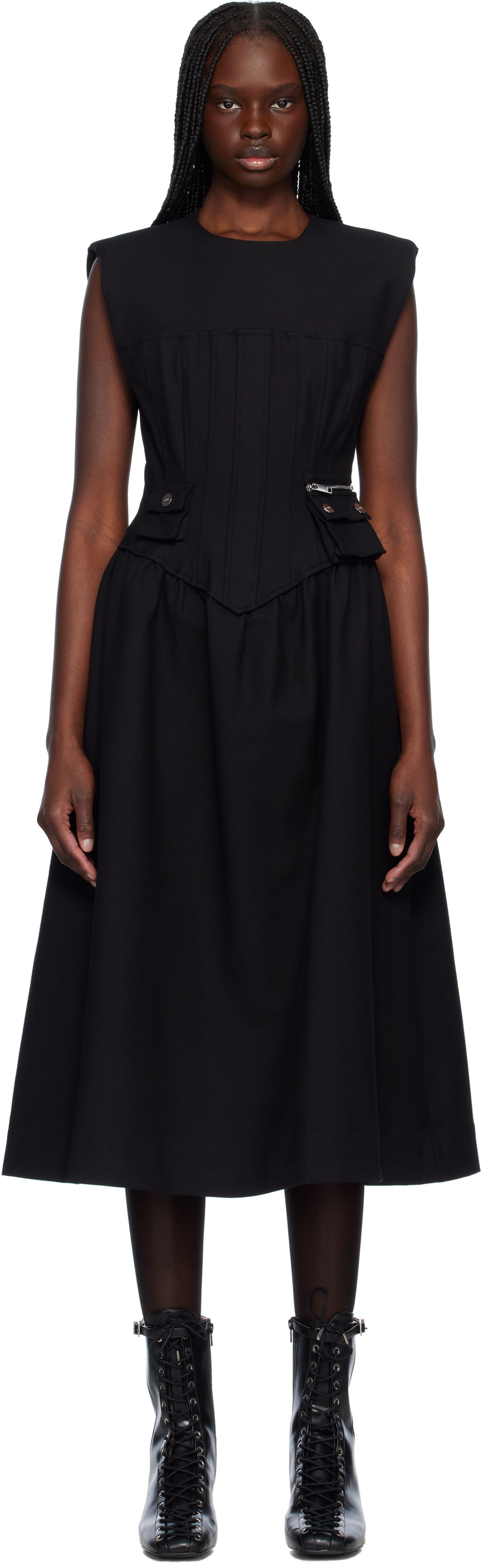 Pокля GANNI Ganni Corset Midi Dress Черно | W0390, 0