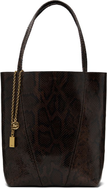 Голяма пазарска чанта CHLOÉ Chloé 'Spin' Snakeskin Tote Кафяво | CH25US811P20, 0