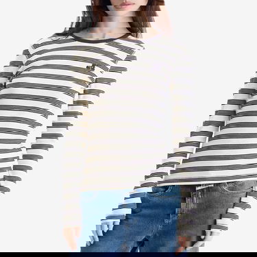 Тениска GANNI GANNI Striped Long Sleeve T-Shirt Бежово | T4145-683, 2