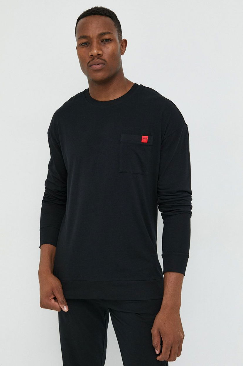 Тениска BOSS Long Sleeve T-Shirt with Pocket Черно | 50478910