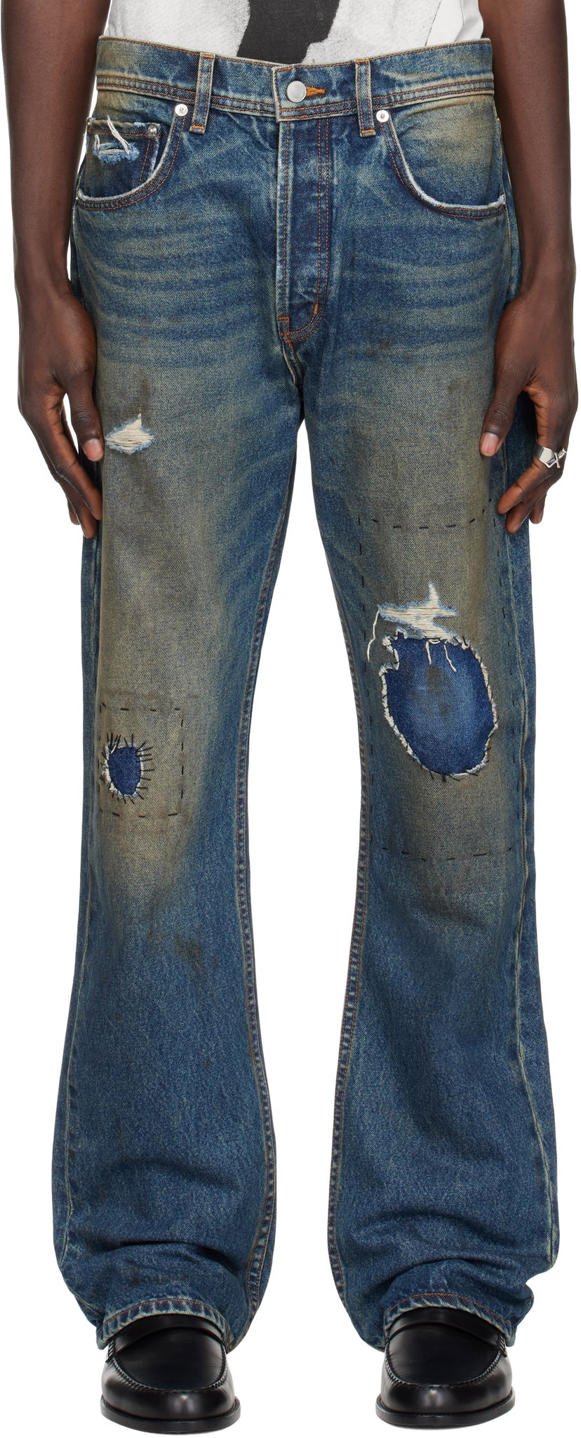 Дънки Enfants Riches Déprimés Thrashed Flare Jeans Синьо | 050-378