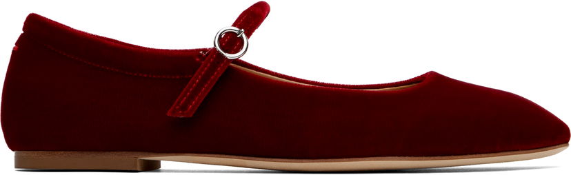 Облекло Aeyde Aeyde Uma Velvet Mary-Jane Ballerina Flats Червено | A11-FL-RAZS08FL-223-406-004