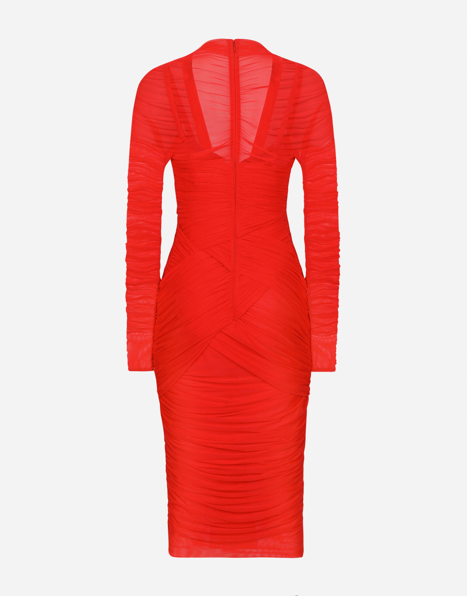 Pокля Dolce & Gabbana Tulle Draped Calf-length Dress Червено | F6DJTTFLRC2R0365, 1