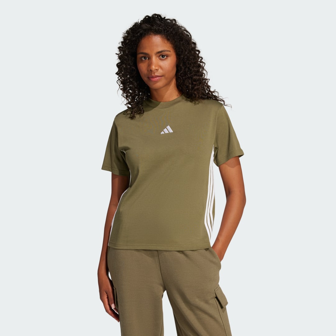 Тениска adidas Performance Cotton T-Shirt With 3 Stripes Зелено | JE1229, 0