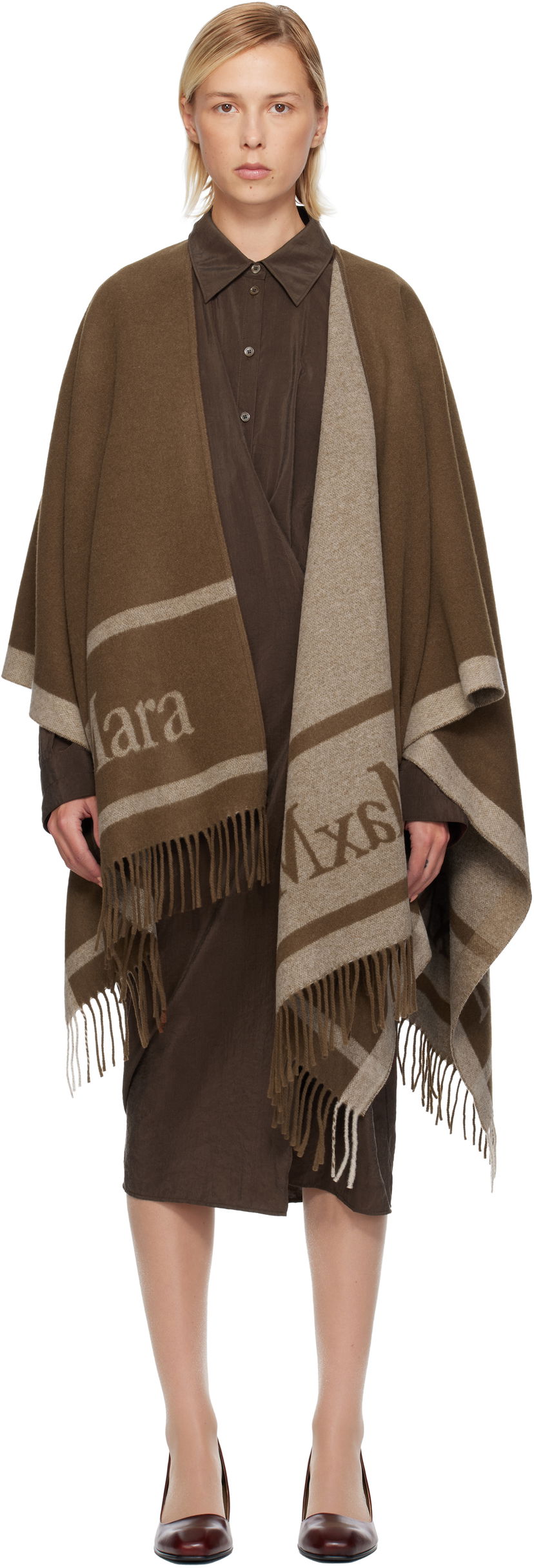 Шал Max Mara Hilde Poncho Scarf Кафяво | 2524546071600
