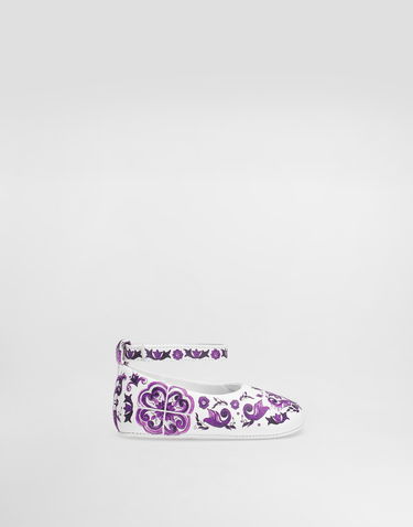 Кецове и обувки Dolce & Gabbana Dolce & Gabbana Majolica-print Nappa Leather Ballet Flats Бяло | DK0065AC513I03TN, 0