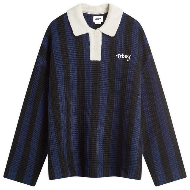 Striped Knit Polo Jumper