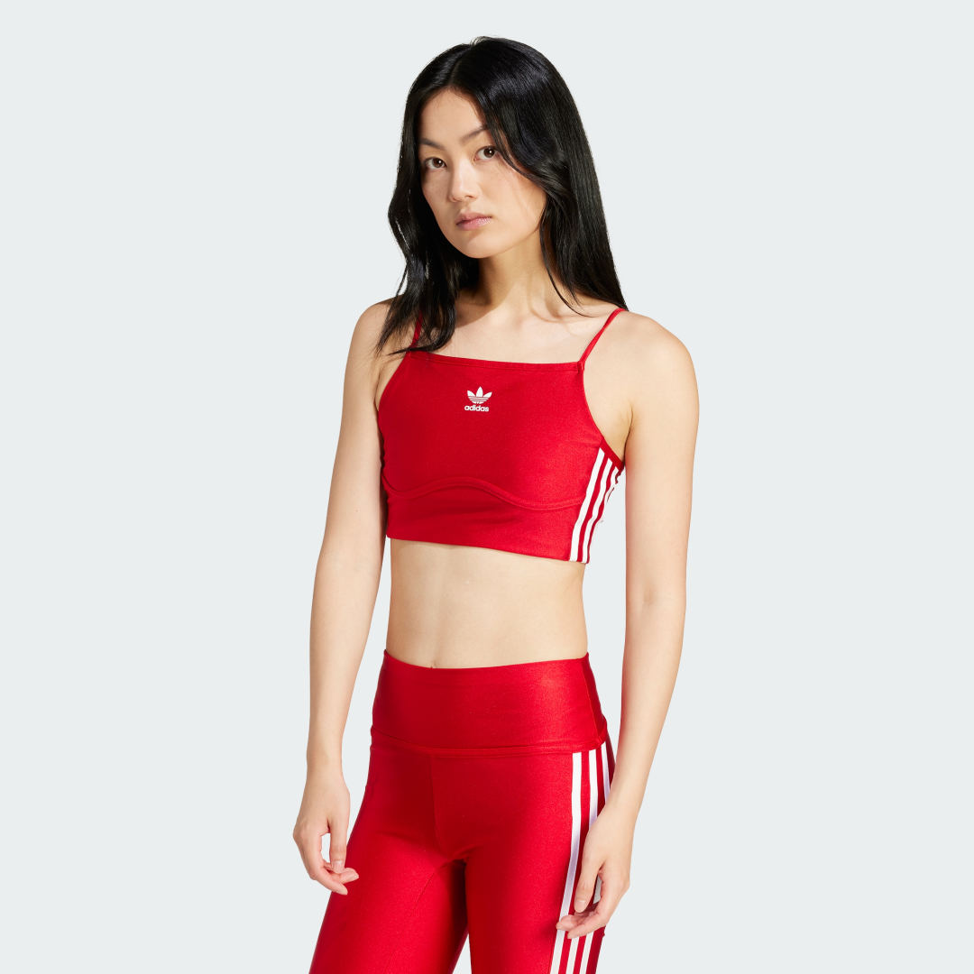 Сутиен adidas Originals Top 3-Stripes Bra Червено | IN8359, 1