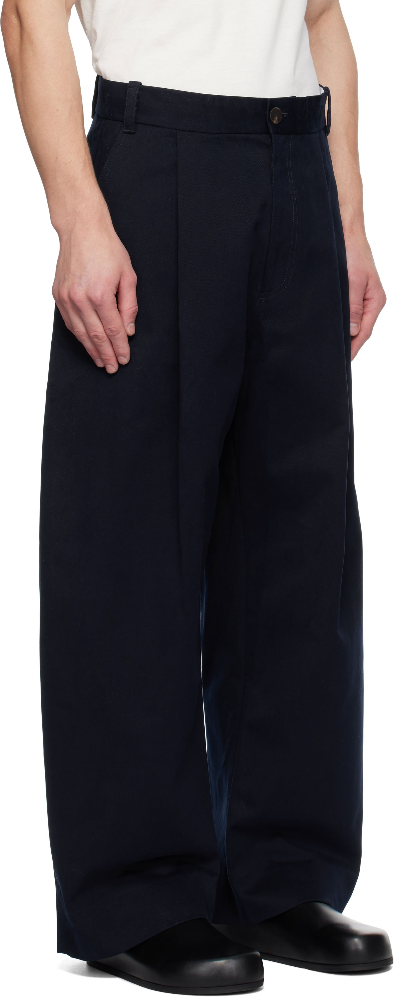Панталони Studio Nicholson Studio Nicholson Pleated Wide-Leg Trousers Тъмно синьо | SORTE SNM - 1248, 1