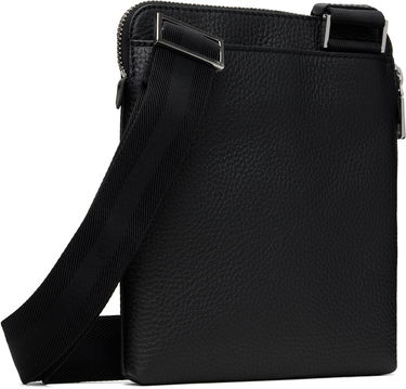Чанта през рамо BOSS Grained Italian Leather Envelope Bag with Embossed Logo and Front Zip Pocket Черно | 50529289, 3