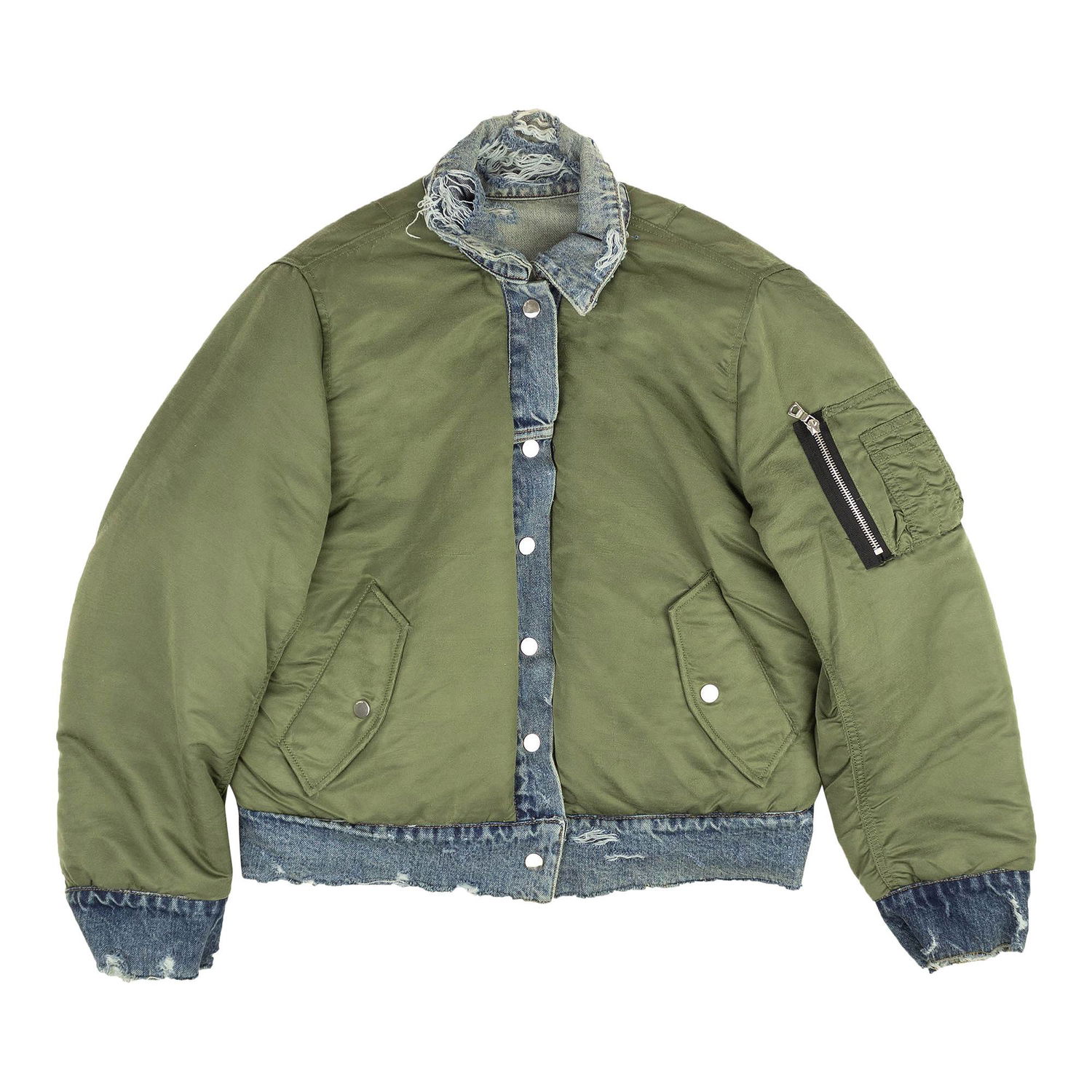 Яке AMIRI Reverse Trucker Denim Bomber Jacket Зелено | WORTB NYLINO BLUE, 1