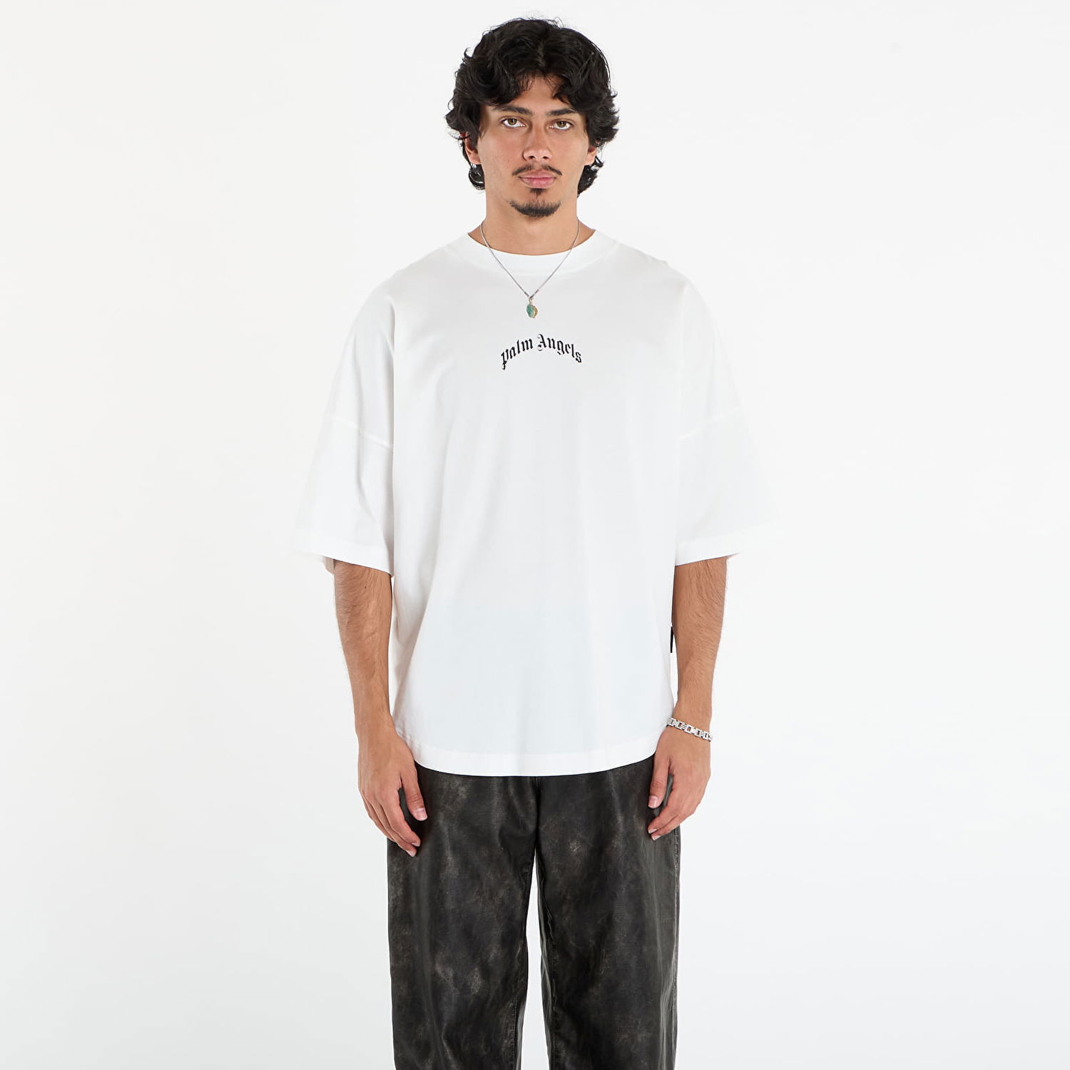 Тениска Palm Angels Palm Angels Back Curved Logo Over Tee Бяло | PMAA10BF25JER0010310, 0