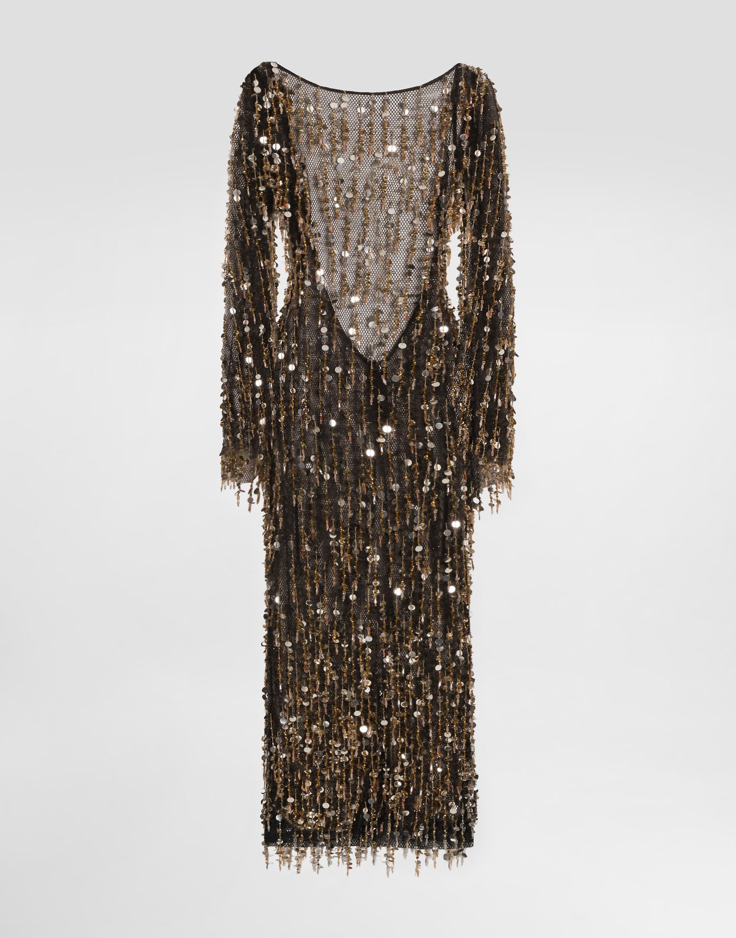 Pокля Dolce & Gabbana Dolce & Gabbana Long Fringe Sequin Dress Черно | F60EJZGDDG3S8400, 0