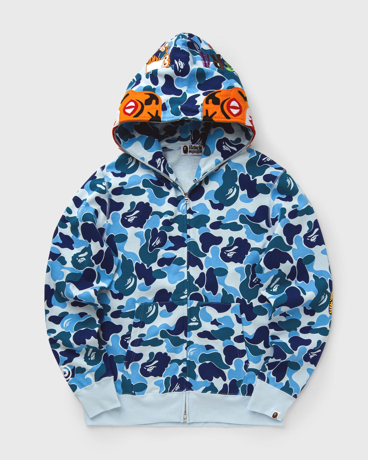 Суитчър BAPE ABC Camo Tiger Full Zip Hoodie Синьо | 001ZPK801003MBLU, 0