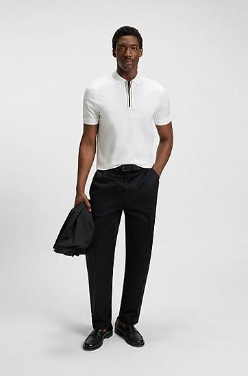 Поло тениска BOSS Polo Shirt with Zip Placket Бяло | 50543880, 1