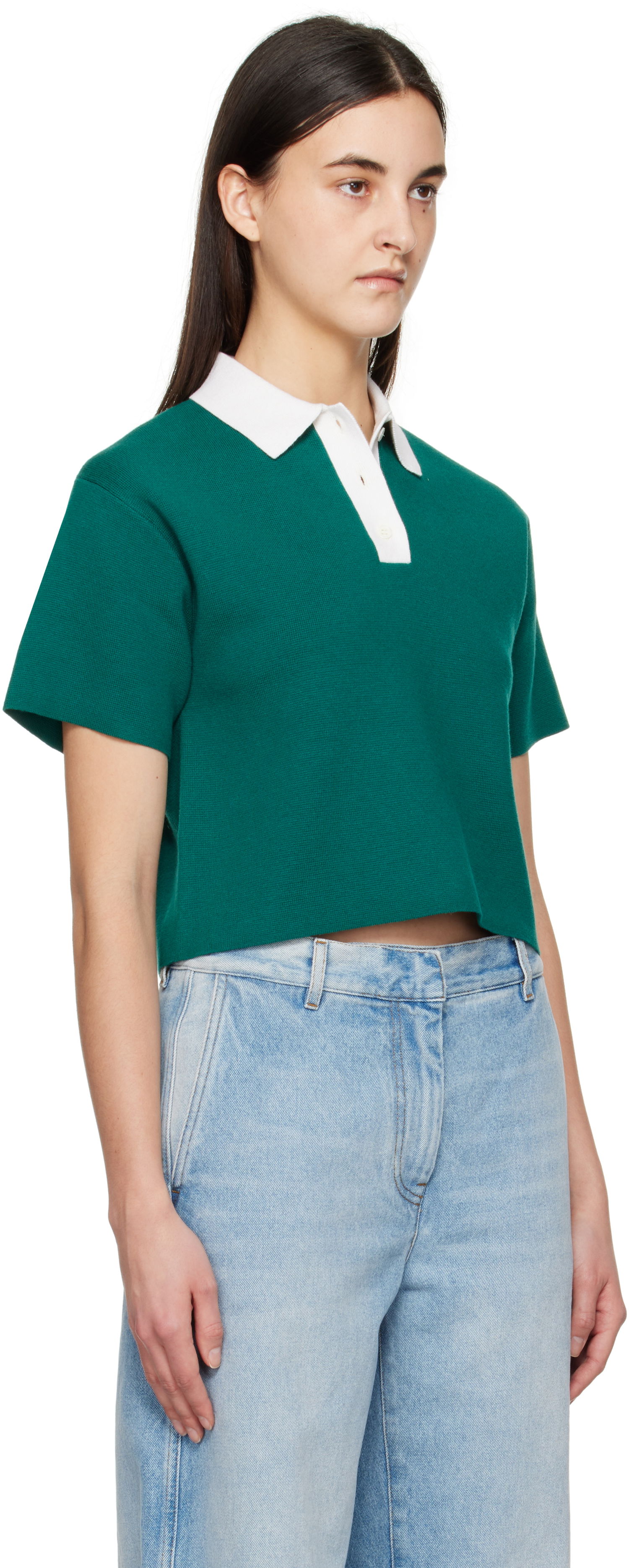 Поло тениска JW Anderson JW Anderson Cropped Knitted Polo Зелено | KW1358-YN0398, 1