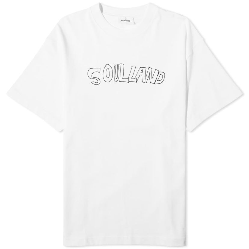 Тениска Soulland Kai Roberta Logo T-Shirt Бяло | 41080-1063-WHT