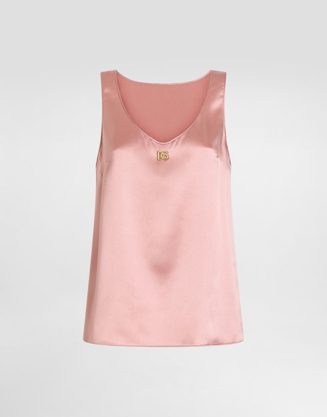 Dolce & Gabbana Satin Tank Top with DG Logo