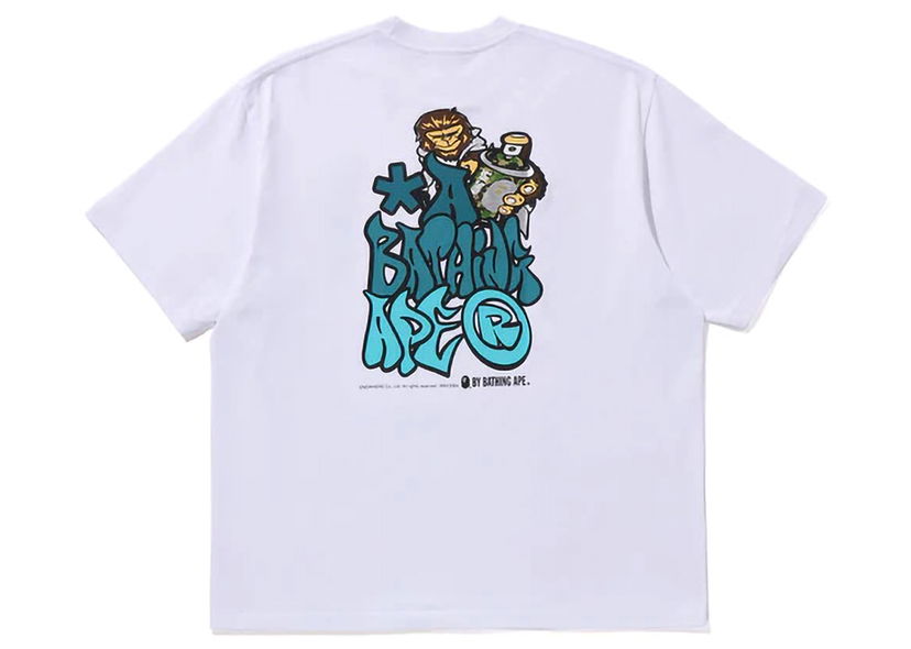 Тениска BAPE BAPE Graffiti Bape Relaxed Fit Tee White Бяло | 1K30-110-340