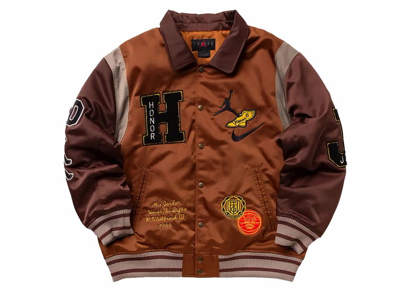 Яке Jordan Jordan x Honor The Gift Westbrook Varsity Jacket Brown Кафяво | DX6243-204