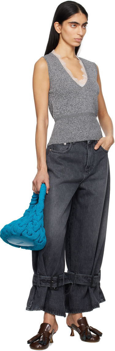 Пуловер JW Anderson JW Anderson V-Neck Lace Trim Vest Сиво | KW1357-YN0324, 3