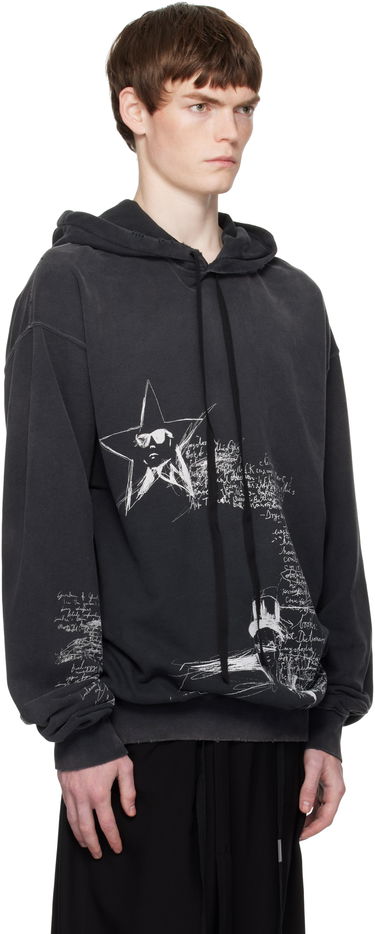 Суитчър Ann Demeulemeester Ann Demeulemeester Olly Sketchbook High-Comfort Hoodie Черно | B0012870-FA639-098, 1