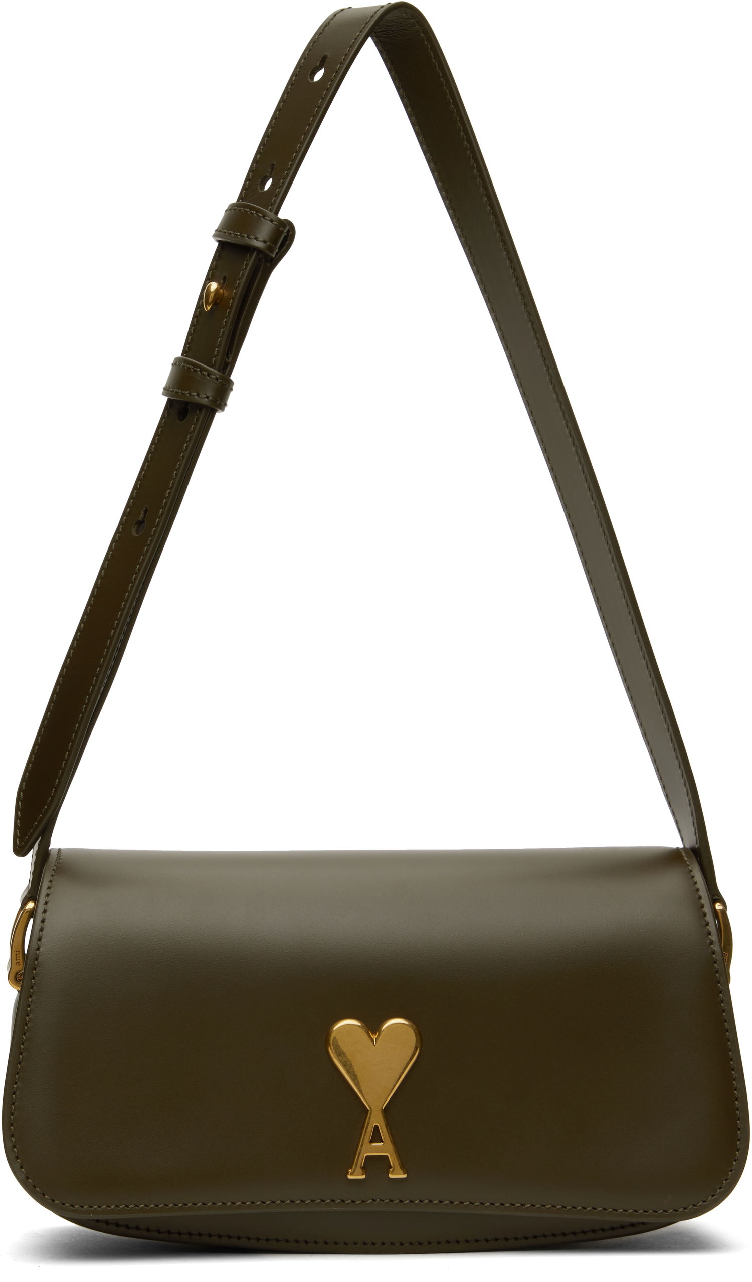 Дамска чанта AMI AMI Paris Leather Shoulder Bag Зелено | ULL018.AL0104, 0