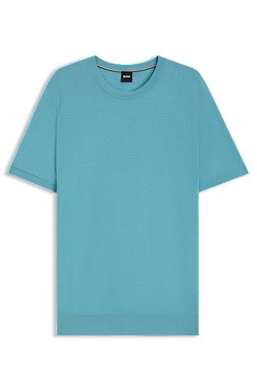 Тениска BOSS BOSS Mixed Structure Knit Sweater Тюркоазено | 50543161, 0