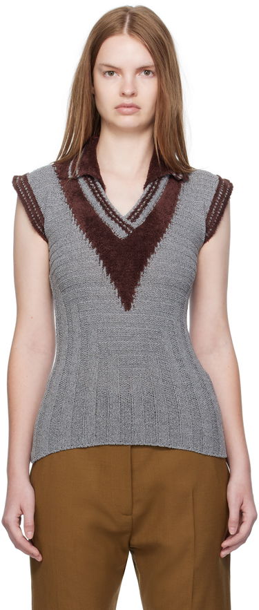 Поло тениска KIKO KOSTADINOV Kiko Kostadinov Quimby Sleeveless Polo Top Сиво | KKWAW25KN12-131, 0