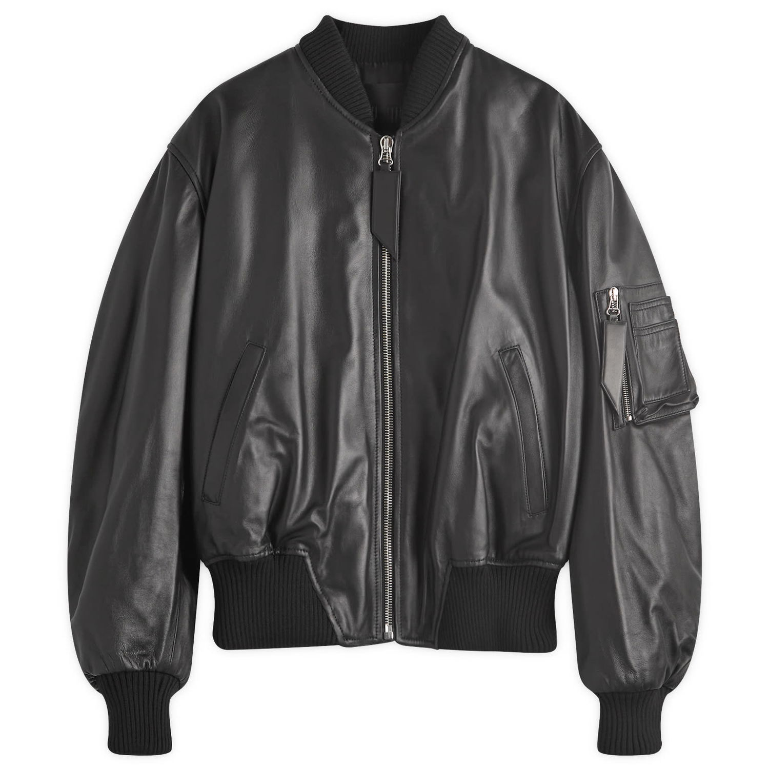 Яке бомбър The Attico Attico Anja Leather Bomber Jacket, Size X-Small Черно | 231WCB04-100, 1