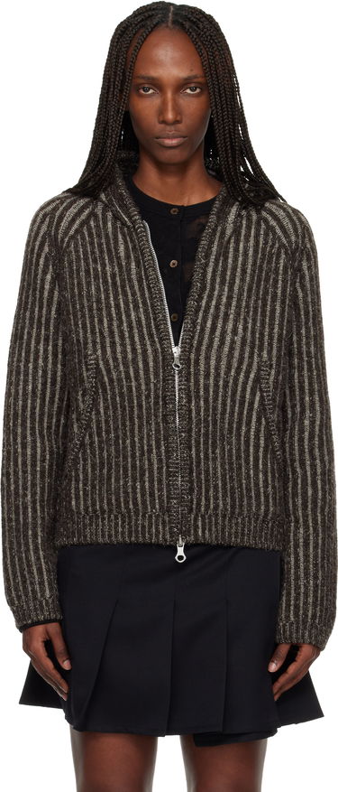 Суитчър OUR LEGACY Striped Knit Full-Zip Level Hoodie Кафяво | W4253LV, 0