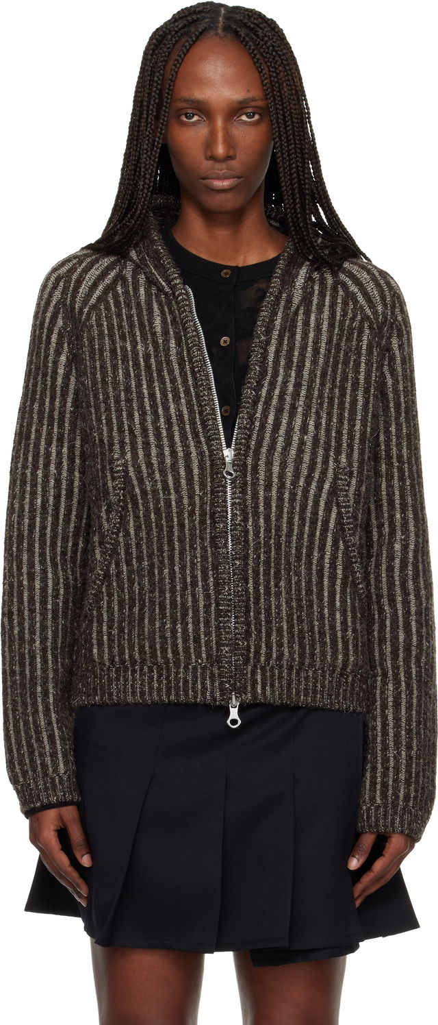 Striped Knit Full-Zip Level Hoodie