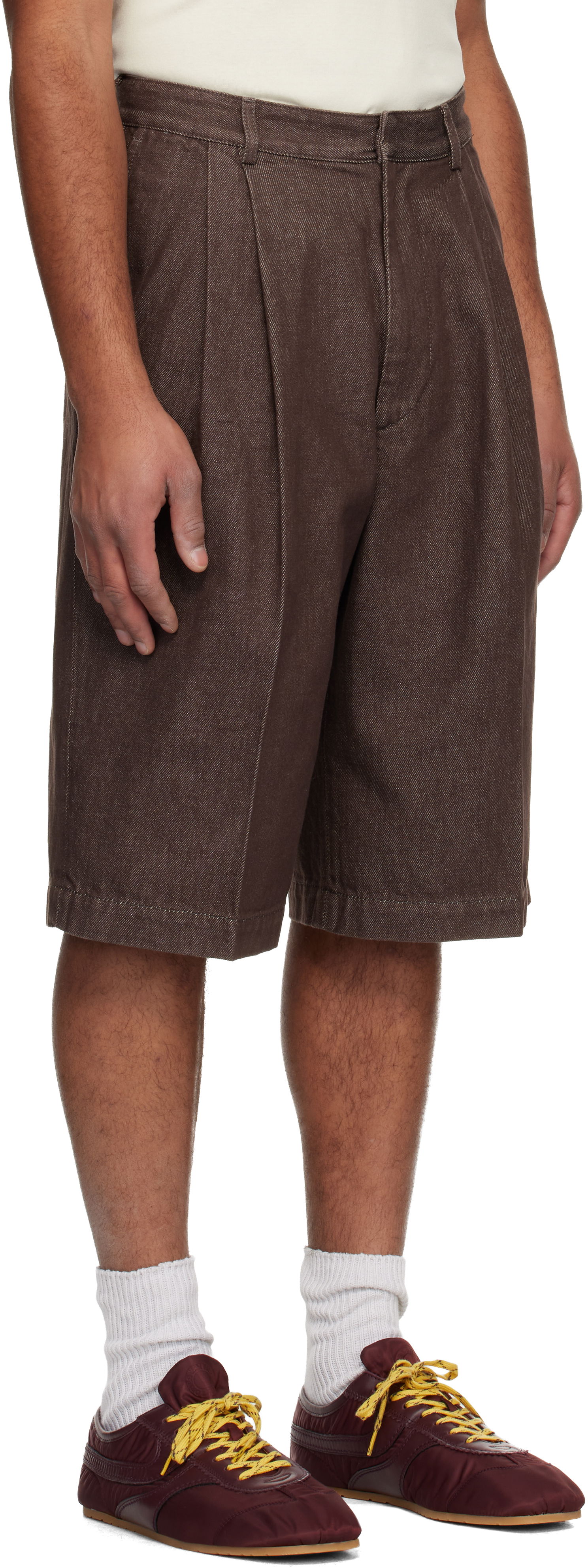 Къси панталони Dries Van Noten Dries Van Noten Pleated Denim Shorts Кафяво | 252-020965-2385, 1