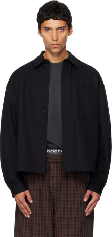 Риза Alexander Wang Alexander Wang Boxy Cropped Long Sleeve Shirt Черно | 6WC3251092, 0