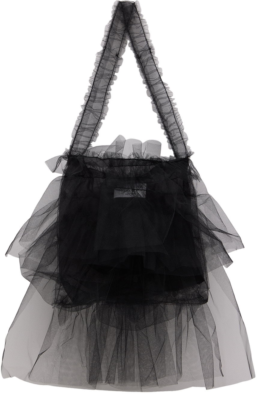 Голяма пазарска чанта Collina Strada Collina Strada Extra Small Mist Tulle Tote Bag Черно | XX9019 TULLE, 0