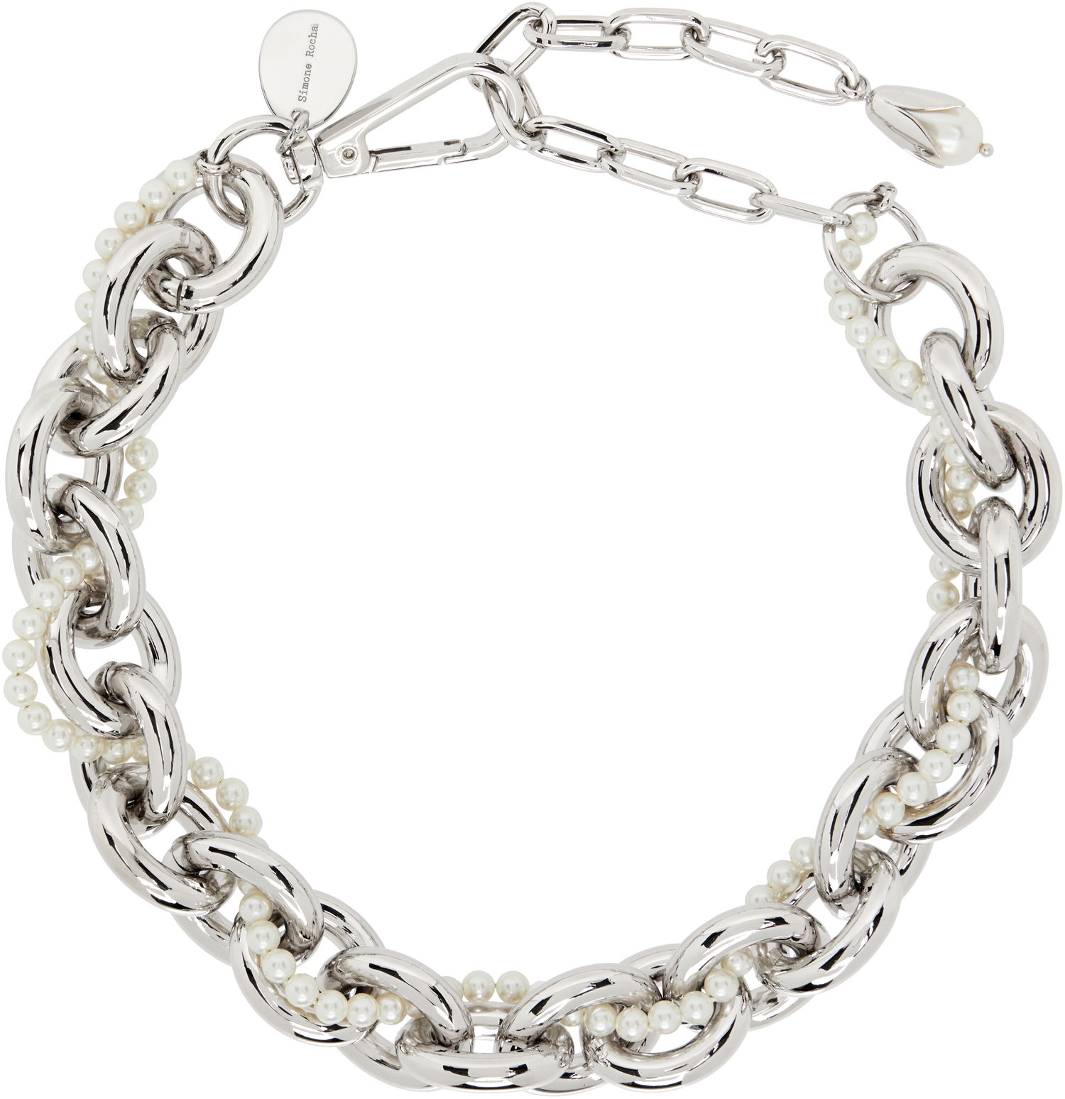 Колие Simone Rocha Pearl & Chain Choker Necklace Металик | NKS94 0904, 0