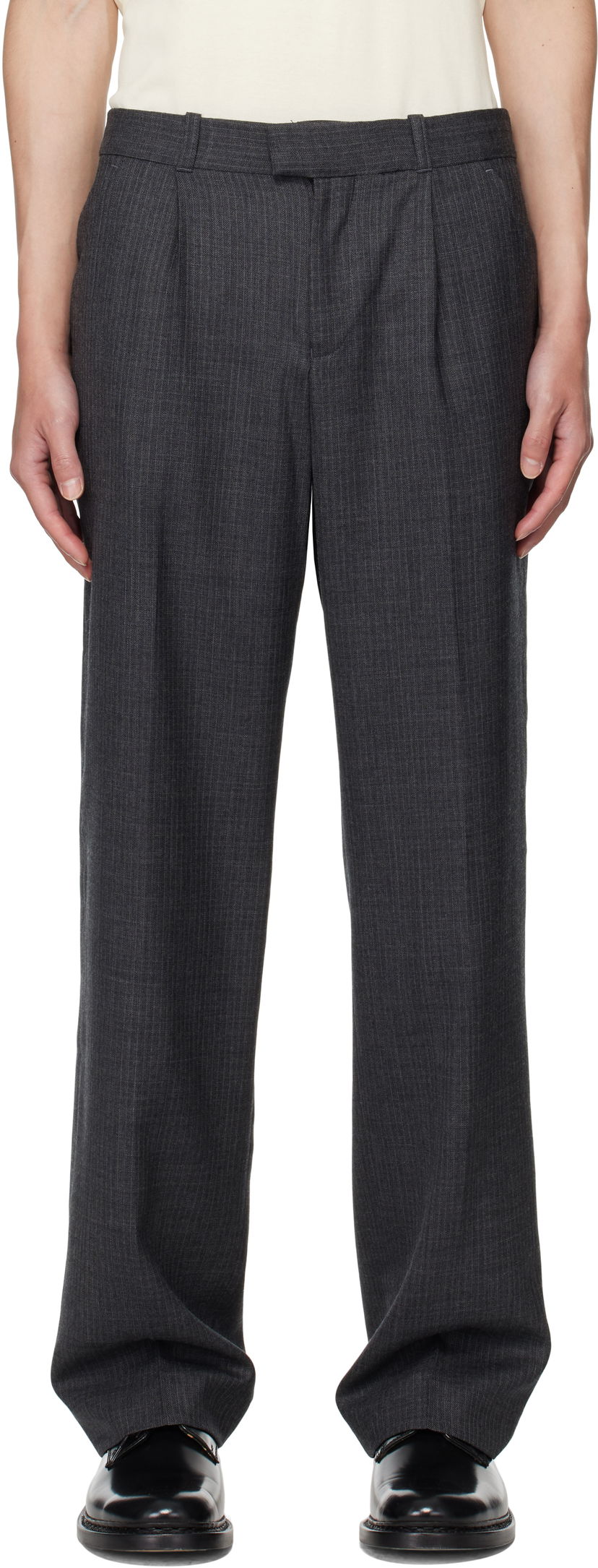 Панталони OUR LEGACY OUR LEGACY Pinstripe Slacks Сиво | M4254SS