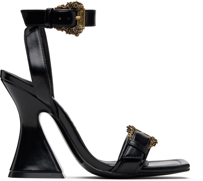 Кецове и обувки Versace Baroque Buckle Kristen Heeled Sandals Черно | E79VA3S36_EZSC35
