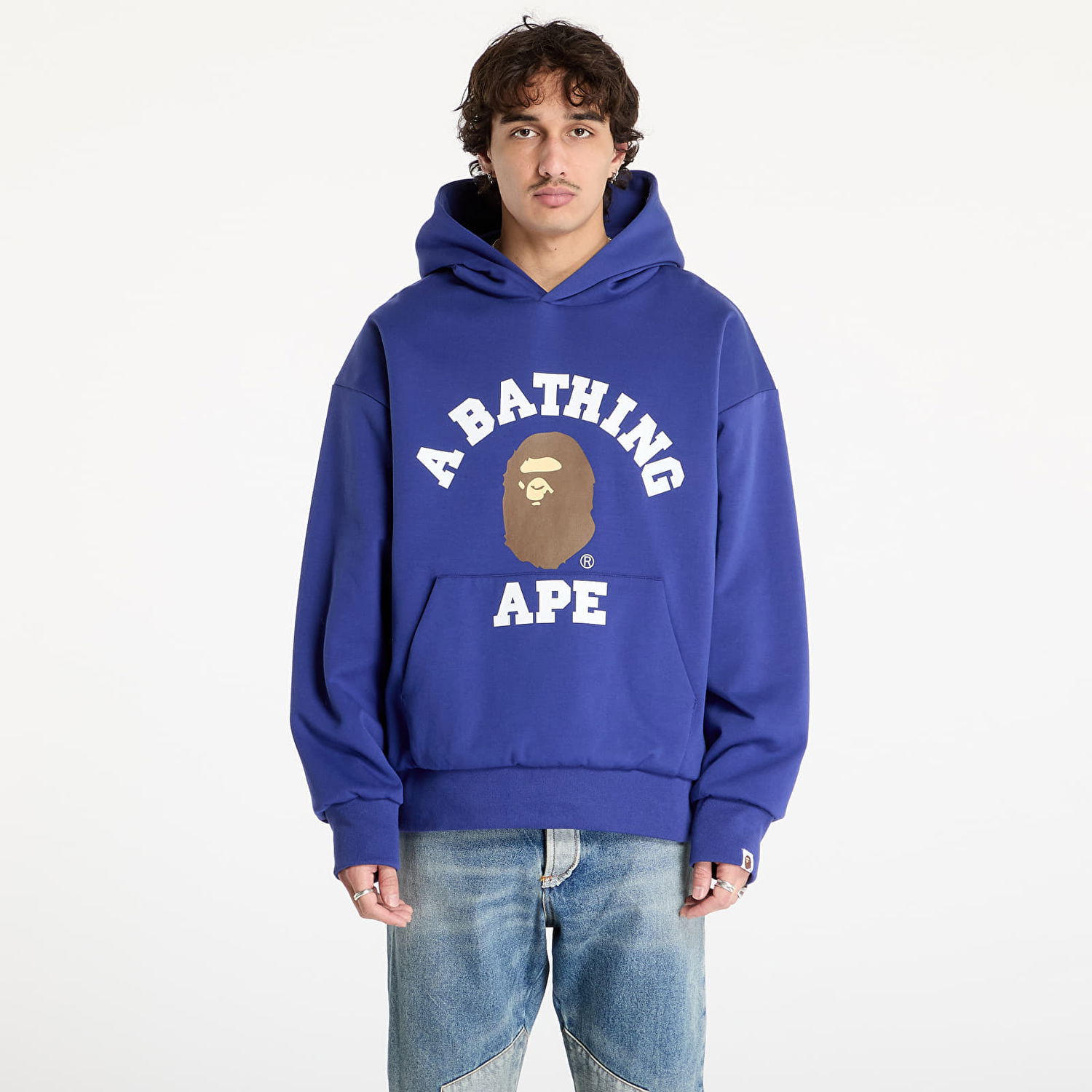 Суитчър BAPE College Puffy Relaxed Fit Pullover Hoodie Синьо | 001PPK801012M BLU, 0