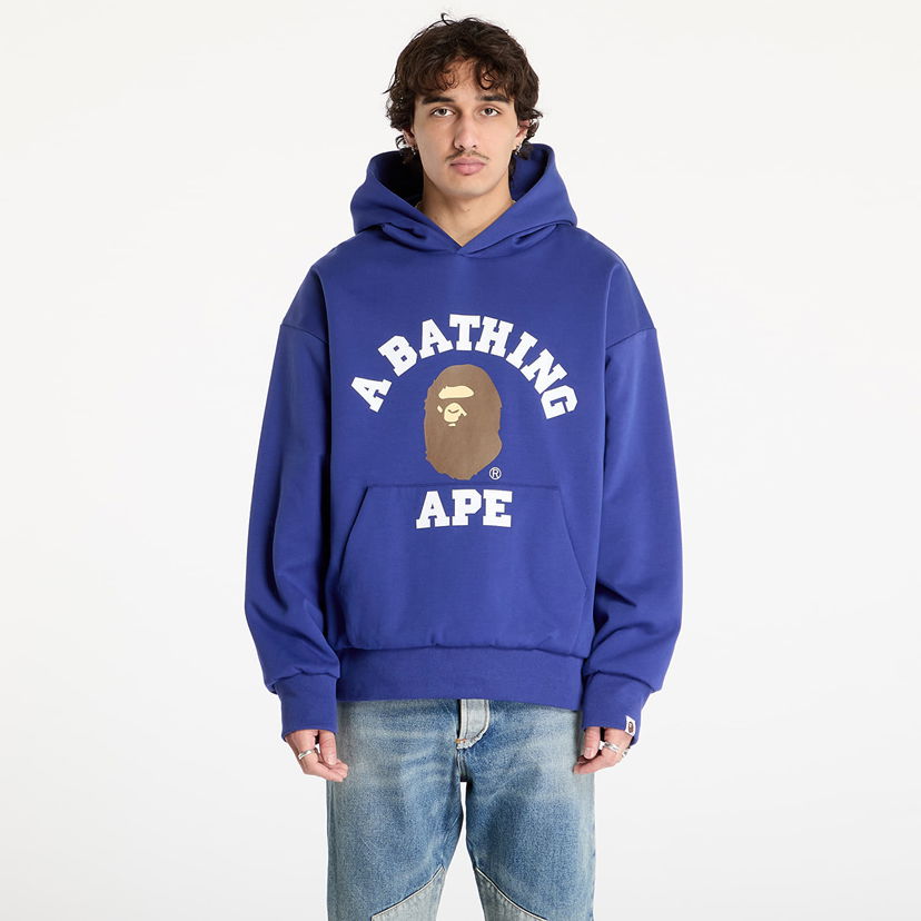 Суитчър BAPE College Puffy Relaxed Fit Pullover Hoodie Синьо | 001PPK801012M BLU