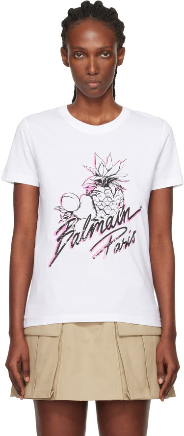 Тениска Balmain Fruits Print T-shirt Бяло | FF1EF000GF13, 0