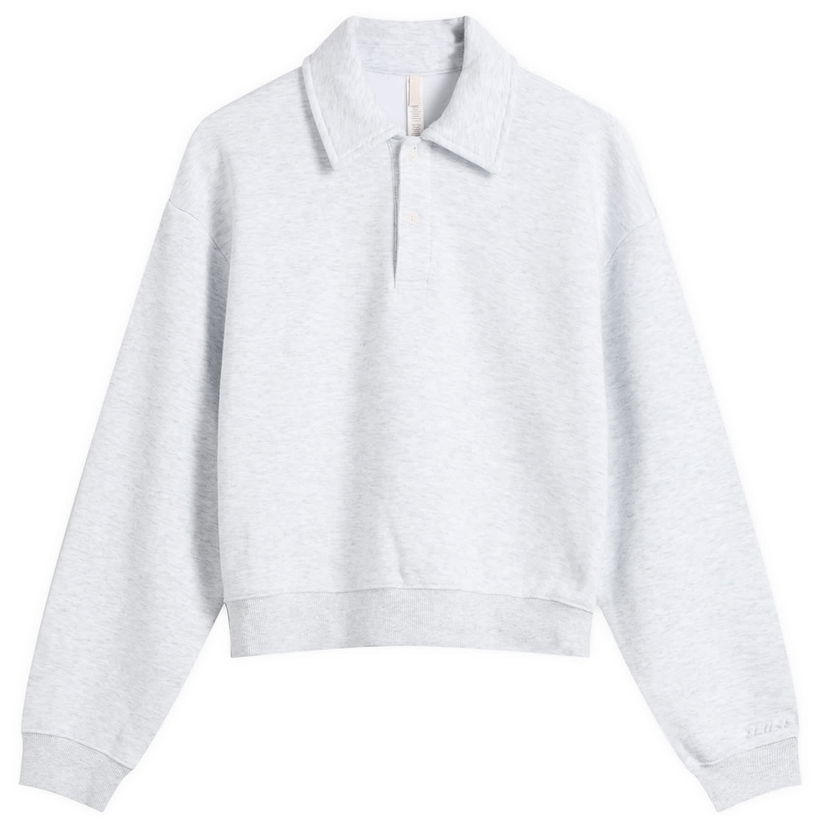 Суитчър SKIMS Cotton Fleece Long Sleeve Henley Sweatshirt Сиво | LS-LST-9575W-LHG