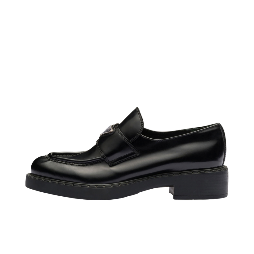 Кецове и обувки Prada Chocolate 50mm Loafer Black Brushed Leather Кафяво | 1D246M_ULS_F0002_F_B050