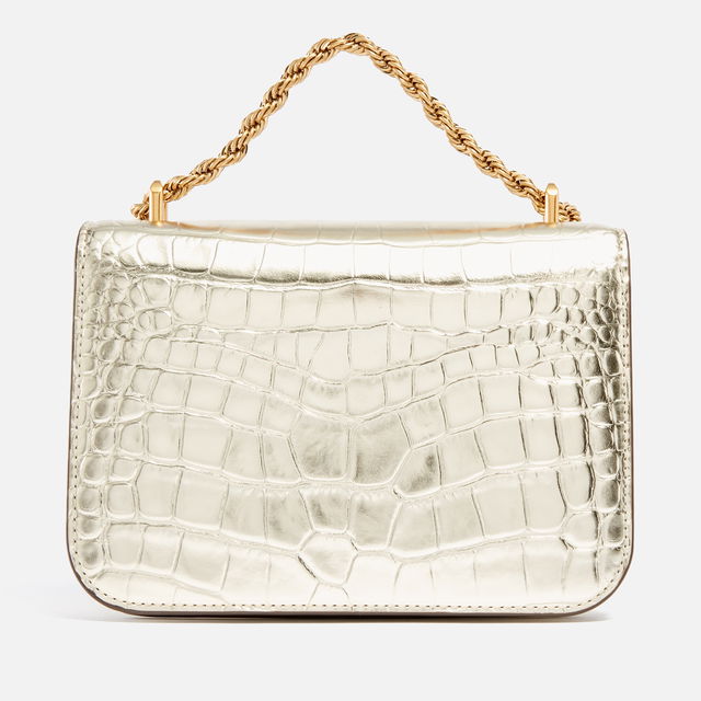 Croc-Effect Leather Shoulder Bag