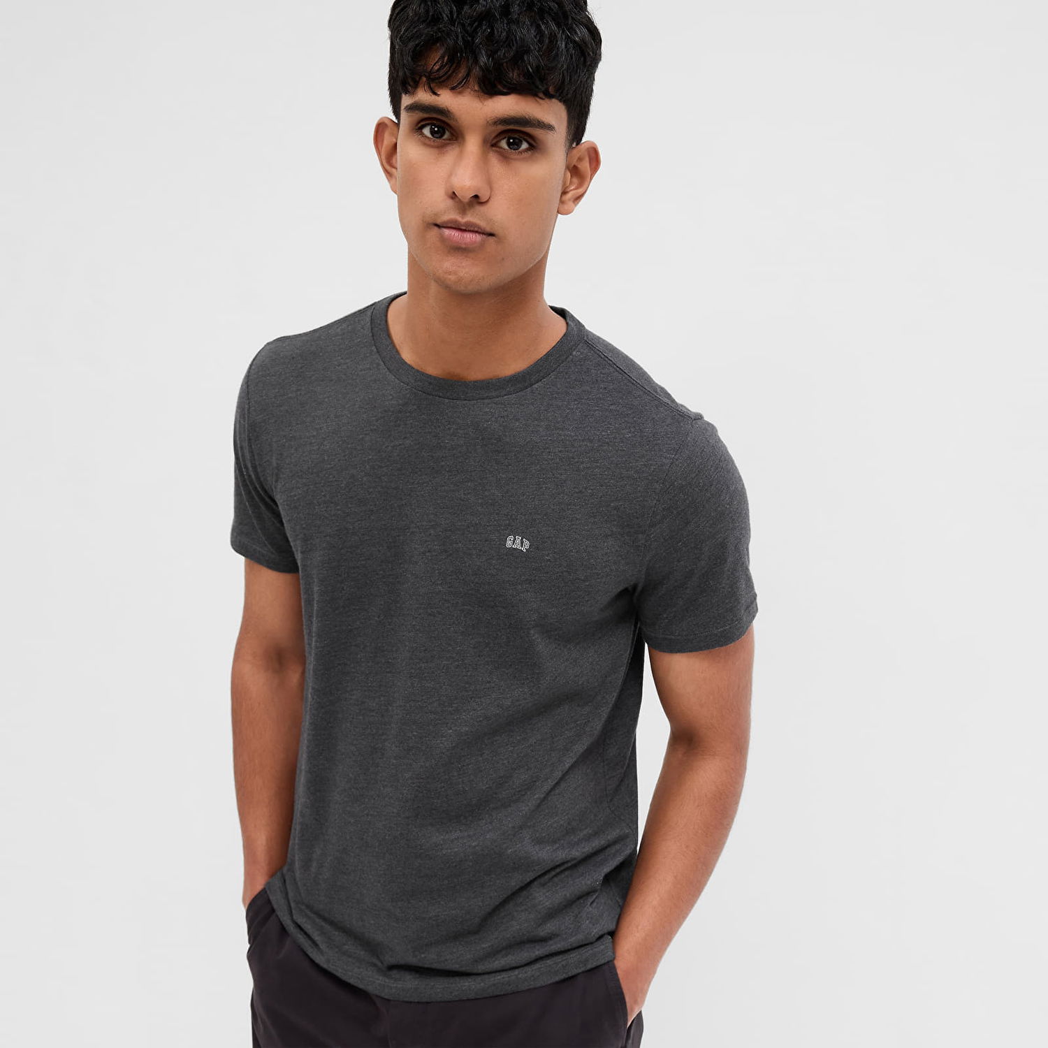 Тениска GAP Micro Logo Crew Neck Tee Charcoal Grey Сиво | 753766-02, 0