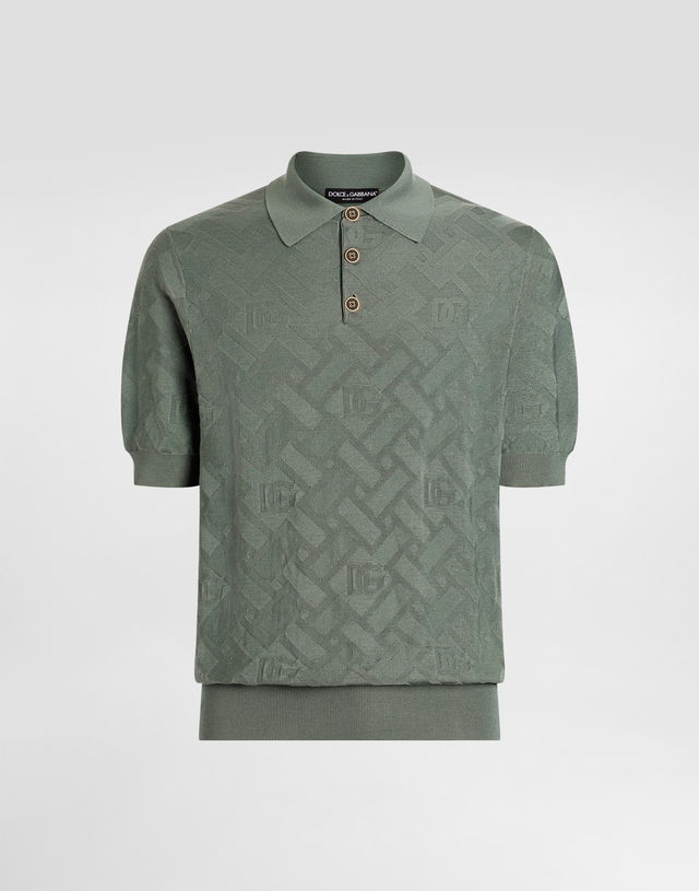 Dolce & Gabbana Micro-dot Stitch Silk Polo Shirt