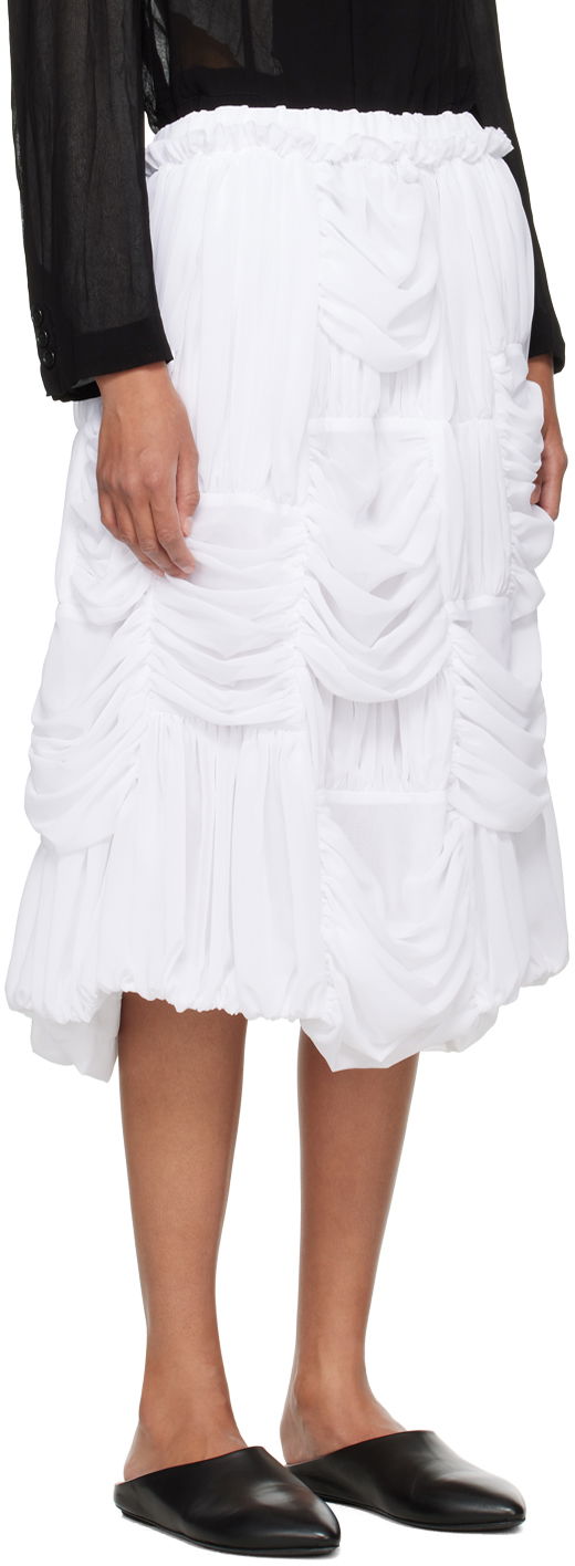 Пола Comme des Garçons Comme des Garçons Ruched Midi Skirt Бяло | RM-S016-051, 1