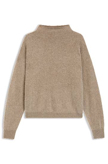 Пуловер BOSS High-neck Washed Cashmere Sweater Бежово | 50550806, 0