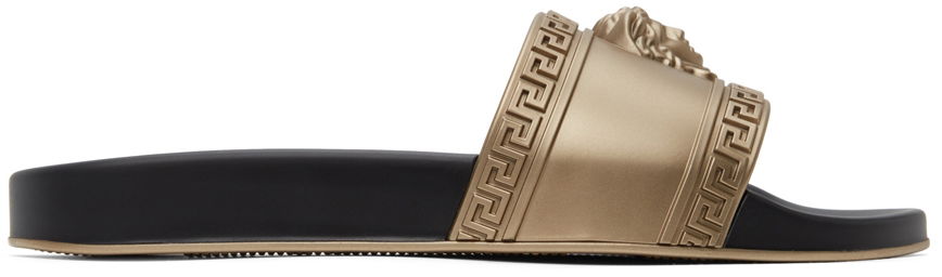 Кецове и обувки Versace Versace Palazzo Pool Slides Черно | DSU5883 DGOLG, 0