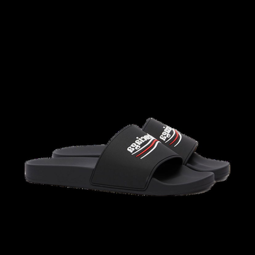 Кецове и обувки Balenciaga Men's Political Logo Pool Slide in Black/White/Red,  | END. Clothing Черно | 776818-W1S80-1096